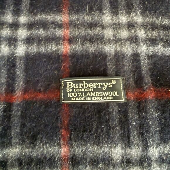 Burberry Lambswool House Check Blue, White and Red Scarf  Authentic BURBERRY Lambs Wool Plaid Scarf Blue Red White